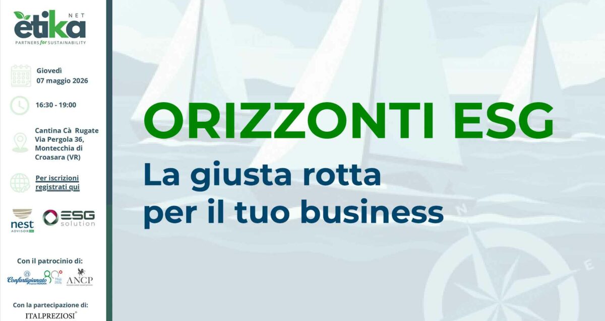 EVENTO SOSTENIBILITÀ – Il 4 maggio, alla Cantina Ca' Rugate di Montecchia, "Orizzonti ESG - La giusta rotta per il tuo business". Iscriviti per partecipare