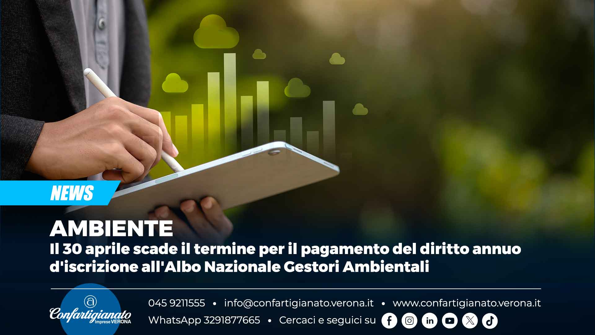 AMBIENTE – Il 30 aprile scade il termine per il pagamento del diritto annuo d'iscrizione all'Albo Nazionale Gestori Ambientali