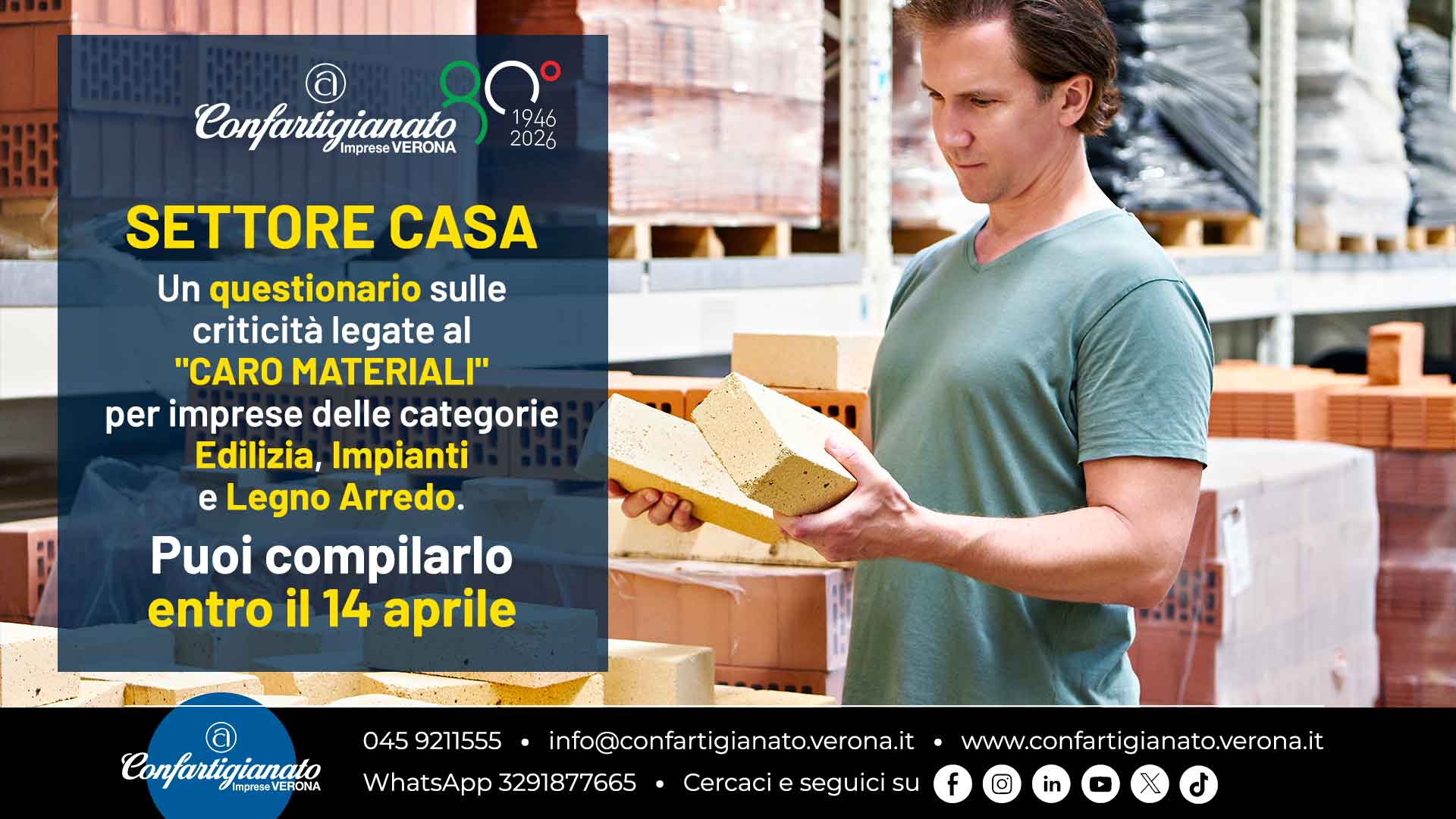 SETTORE CASA – Un questionario sulle criticità legate al "caro materiali" per imprese Edilizia, Legno Arredo e Impianti. Puoi compilarlo entro il 14 aprile