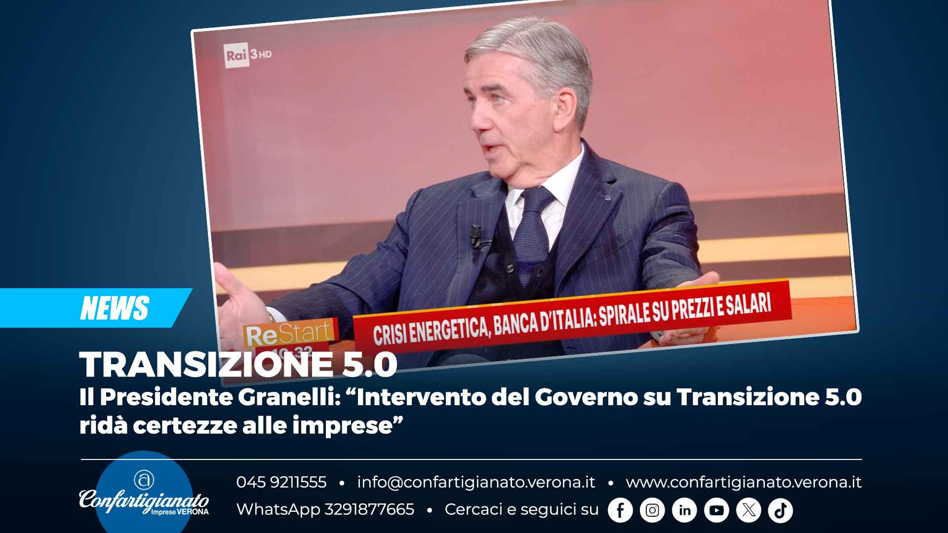 TRANSIZIONE 5.0 – Il Presidente Granelli: “Intervento del Governo su Transizione 5.0 ridà certezze alle imprese”
