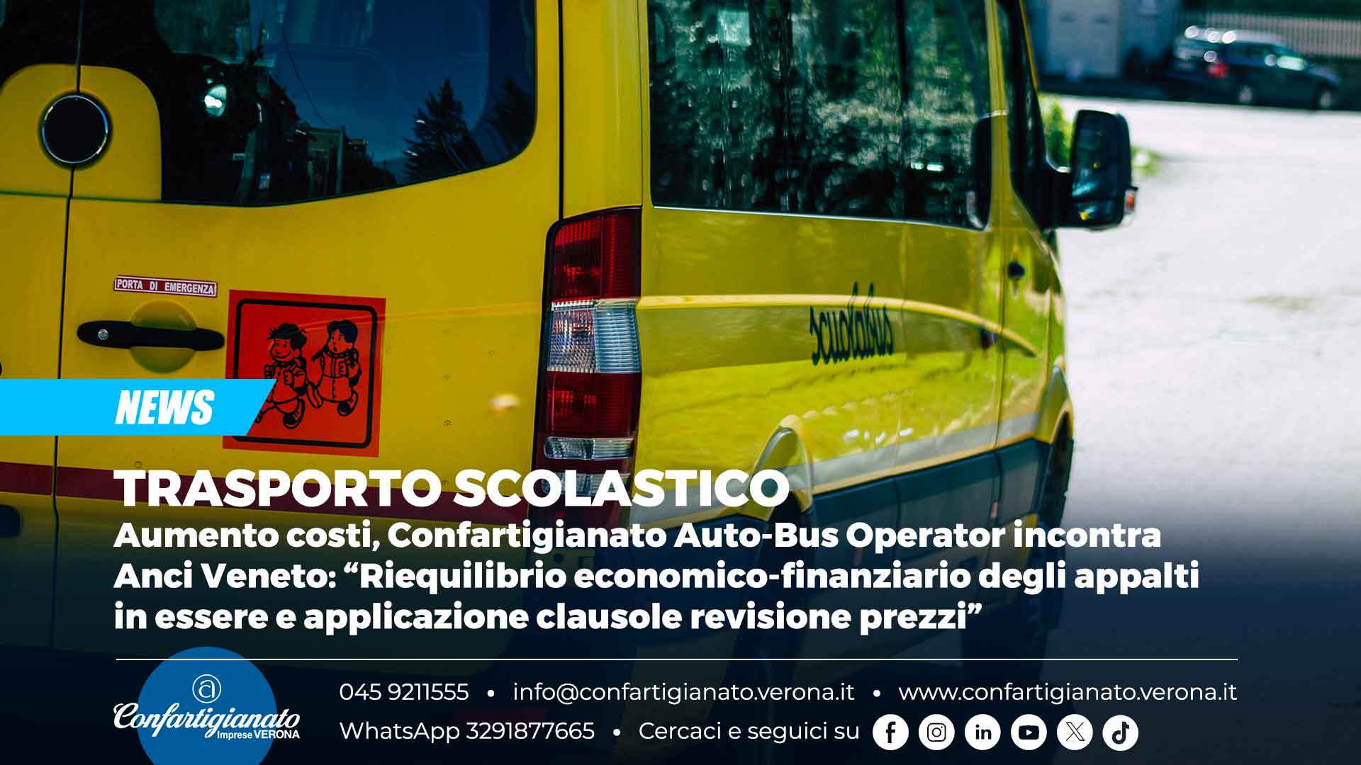 TRASPORTO SCOLASTICO – Aumento costi, Confartigianato Auto-Bus Operator incontra Anci Veneto: “Riequilibrio economico-finanziario degli appalti in essere e applicazione clausole revisione prezzi”