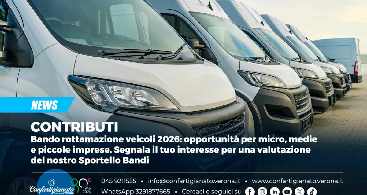 CONTRIBUTI – Bando rottamazione veicoli 2026: opportunità per micro, medie e piccole imprese. Segnala il tuo interesse per una valutazione del nostro Sportello Bandi