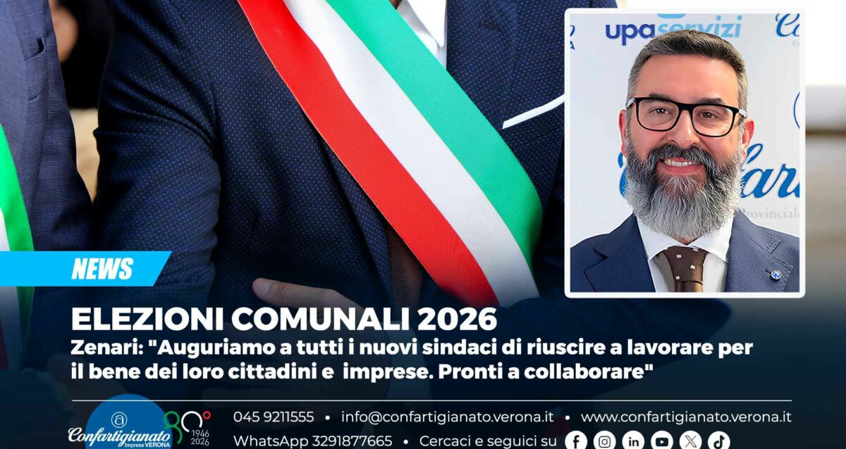 ELEZIONI COMUNALI 2026 – Zenari: "Auguriamo a tutti i nuovi sindaci di riuscire a lavorare per il bene dei loro cittadini e imprese. Pronti a collaborare"