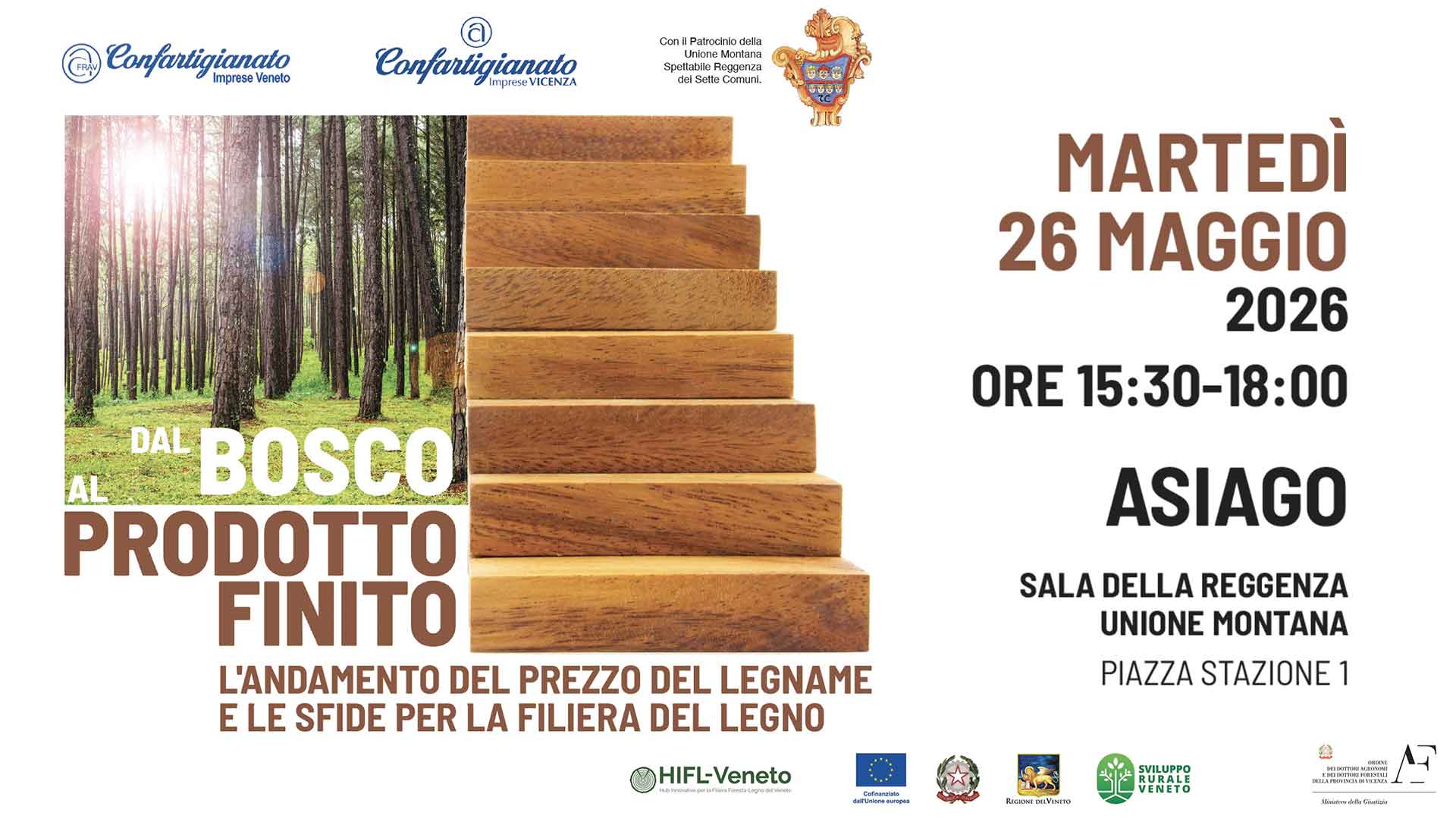 LEGNO ARREDO – Il 26 maggio, incontro regionale ad Asiago: "Dal Bosco al Prodotto Finito – L’andamento del prezzo del legname e le sfide per la filiera del Legno"