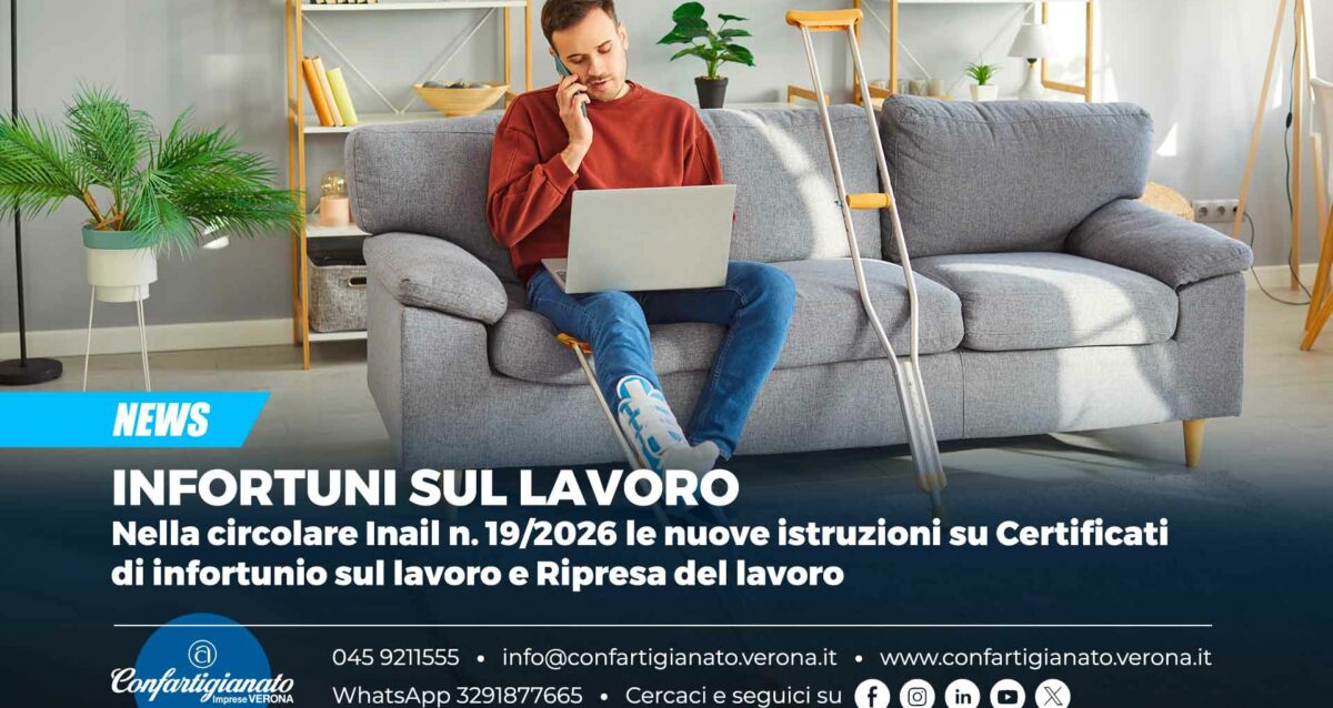 INFORTUNI SUL LAVORO – Nella circolare Inail n. 19/2026 le nuove istruzioni su Certificati di infortunio sul lavoro e Ripresa del lavoro