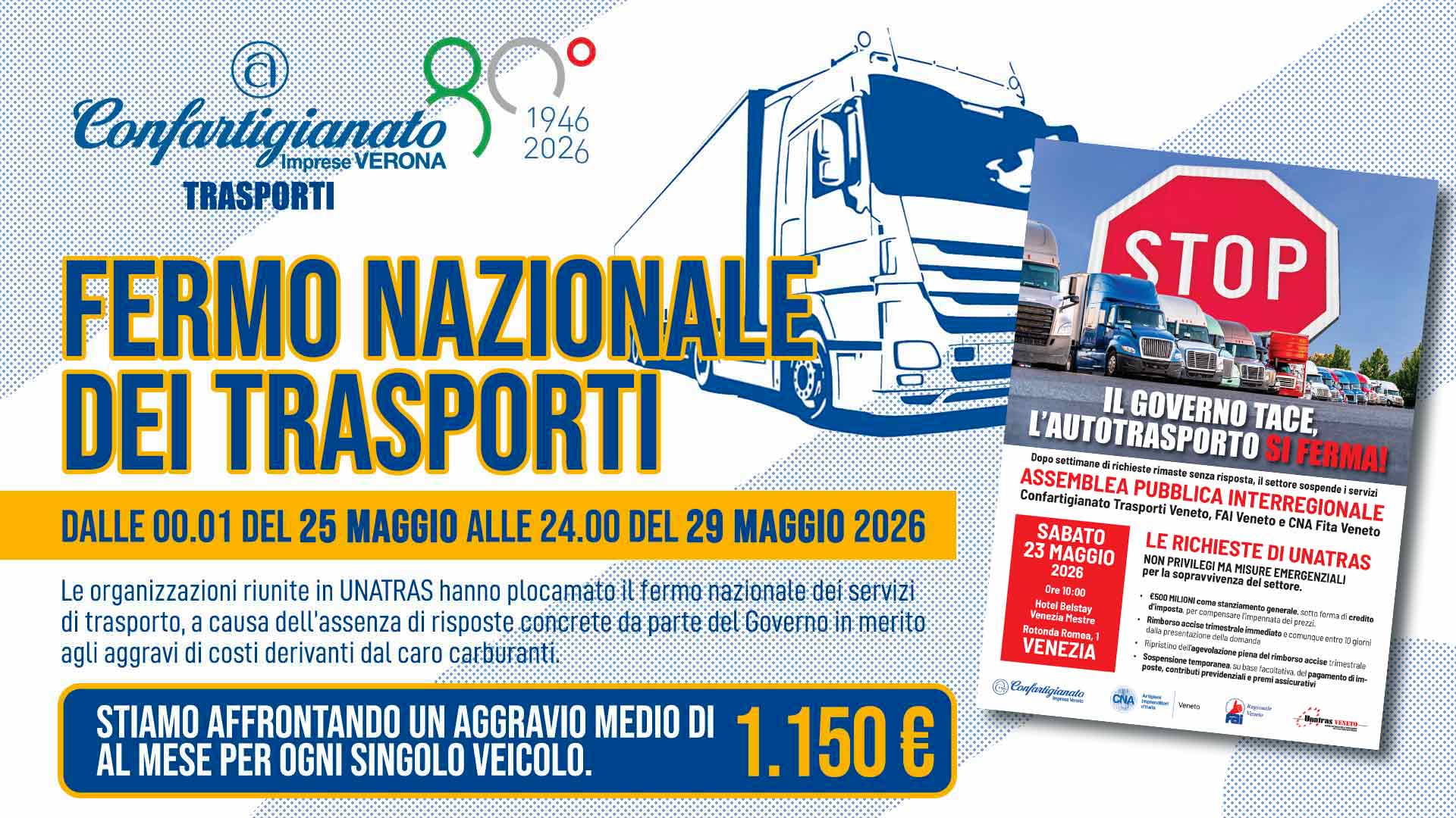 AUTOTRASPORTO – Giorni di fuoco alla vigilia del fermo! Il 22 maggio, convocazione del Governo; il 23 maggio, assemblea interregionale Unatras; il 25 maggio... senza risposte, stop ai veicoli!