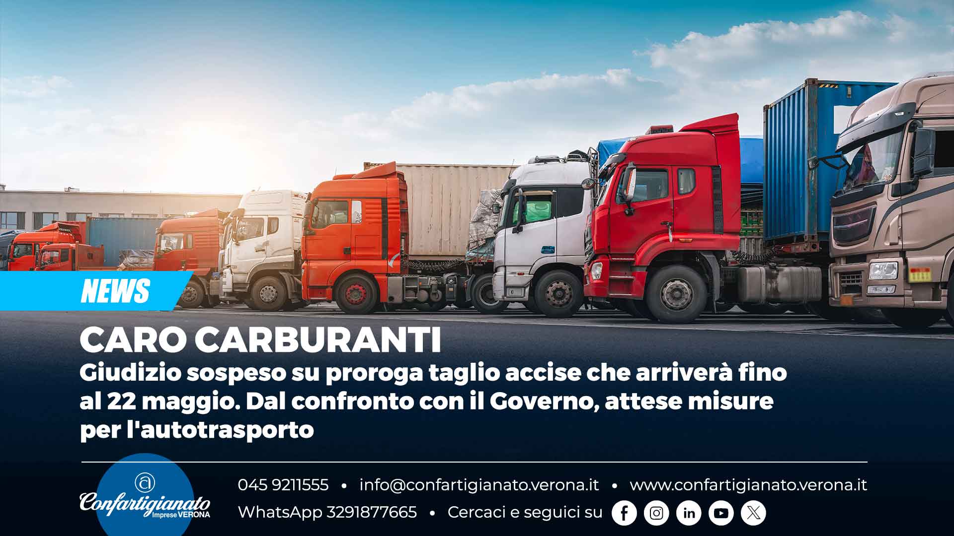 CARO CARBURANTI – Giudizio sospeso su proroga taglio accise che arriverà fino al 22 maggio. Dal confronto con il Governo, attese misure per l'autotrasporto