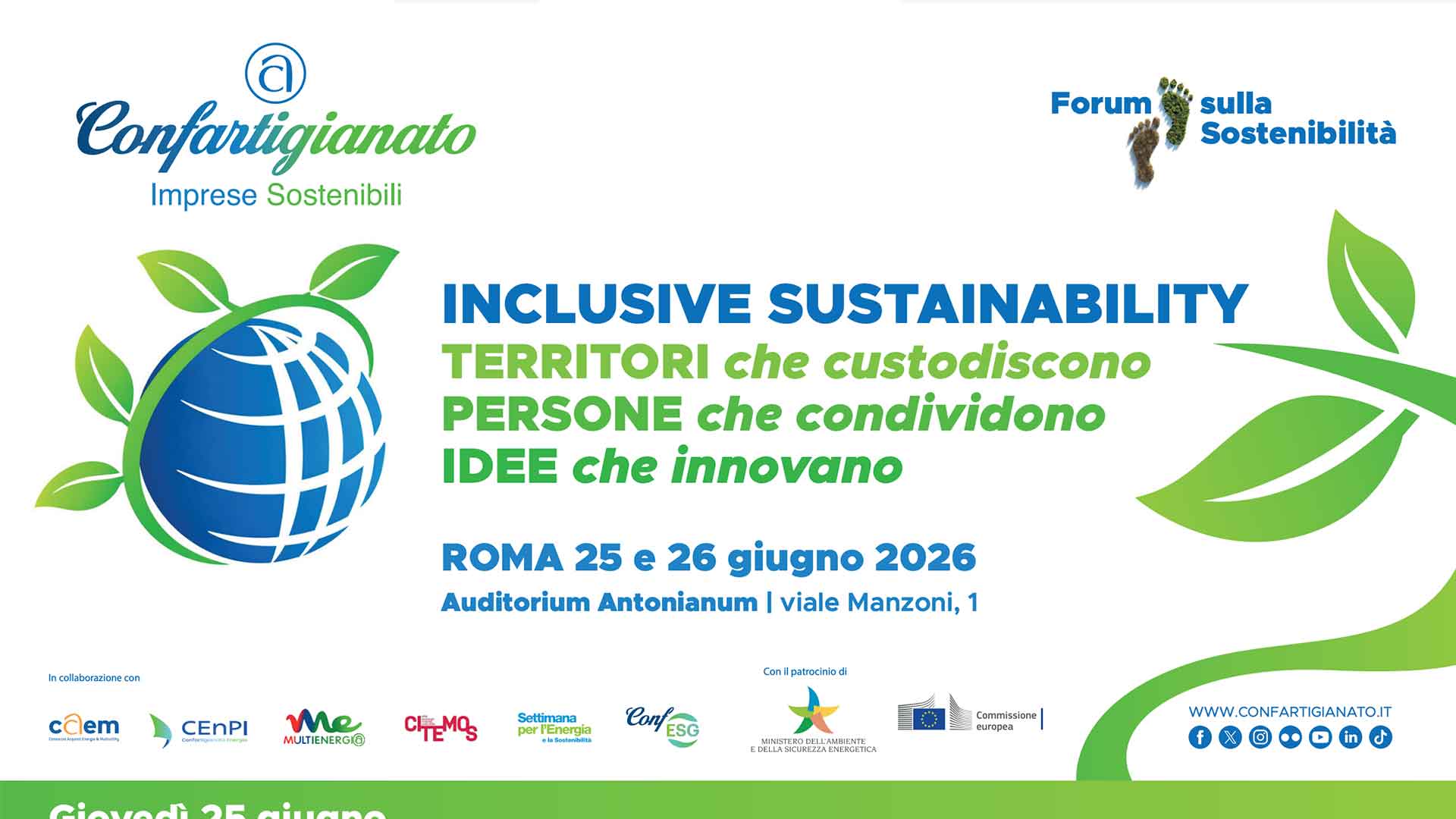 EVENTO – Il Forum sulla Sostenibilità di Confartigianato per uno sviluppo inclusivo e a misura d’uomo: 25 e 26 giugno a Roma
