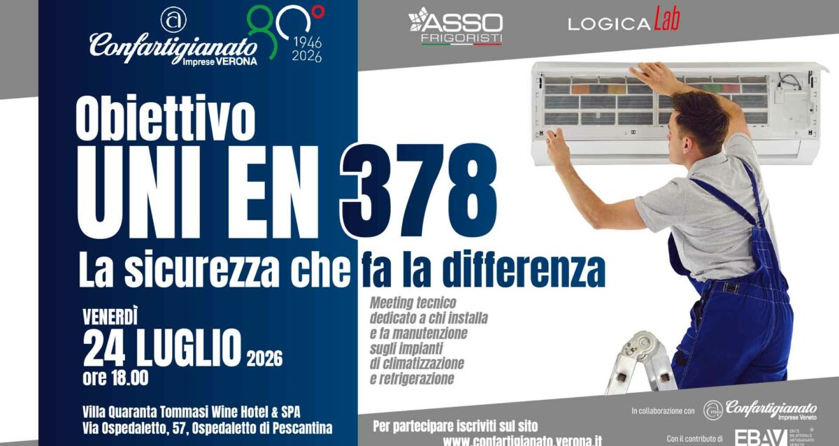 IMPIANTI – Il 24 luglio, a Villa Quaranta, seminario “Obiettivo UNI EN 378 – La sicurezza che fa la differenza”. Iscriviti per partecipare