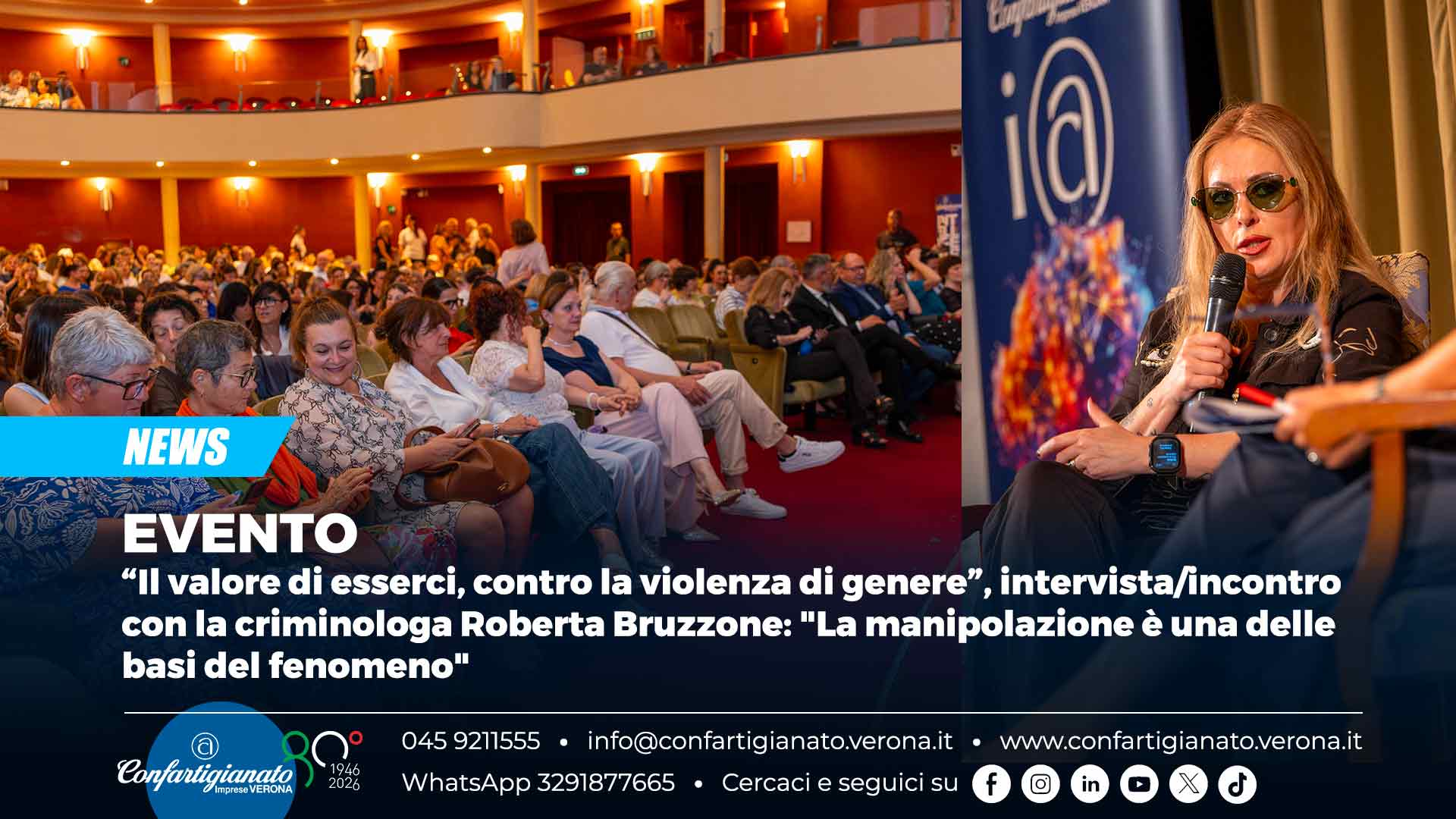 EVENTO – “Il valore di esserci, contro la violenza di genere”, intervista/incontro con la criminologa Roberta Bruzzone: "La manipolazione è una delle basi del fenomeno"