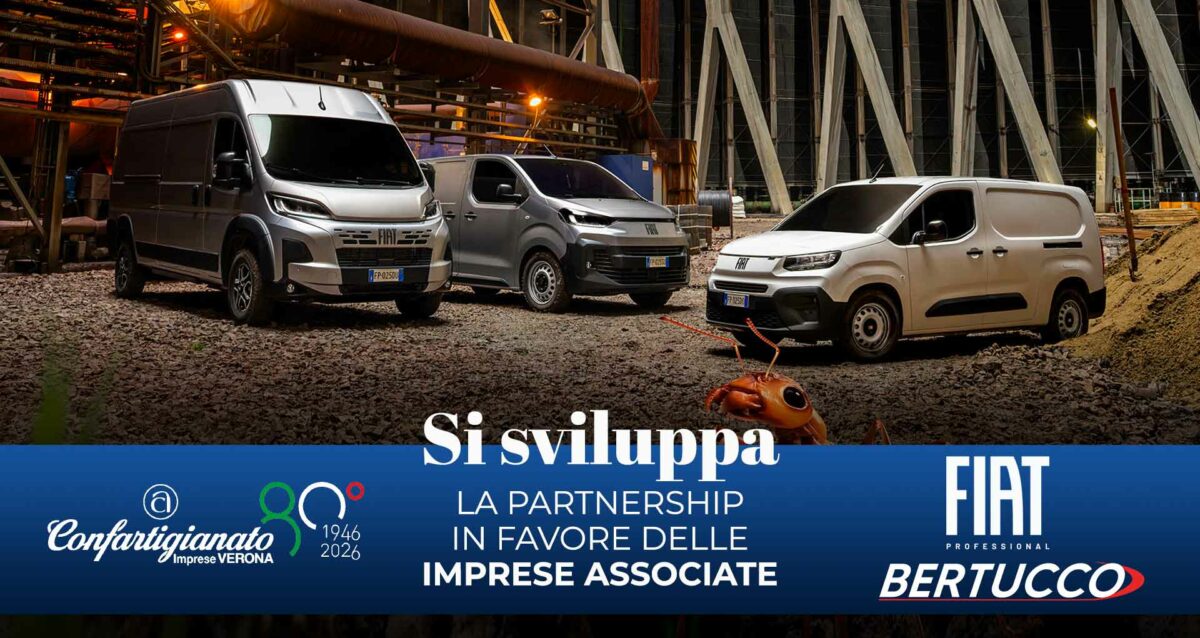 CONVENZIONI – Si sviluppa la partnership tra Confartigianato Verona e Gruppo Bertucco: ulteriore sconto sui veicoli Fiat Professional che si somma alle speciali condizioni della convenzione nazionale