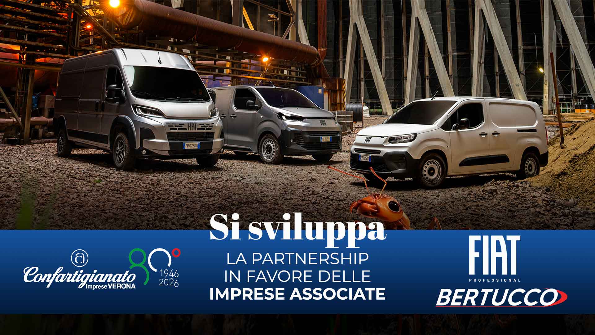 CONVENZIONI – Si sviluppa la partnership tra Confartigianato Verona e Gruppo Bertucco: ulteriore sconto sui veicoli Fiat Professional che si somma alle speciali condizioni della convenzione nazionale