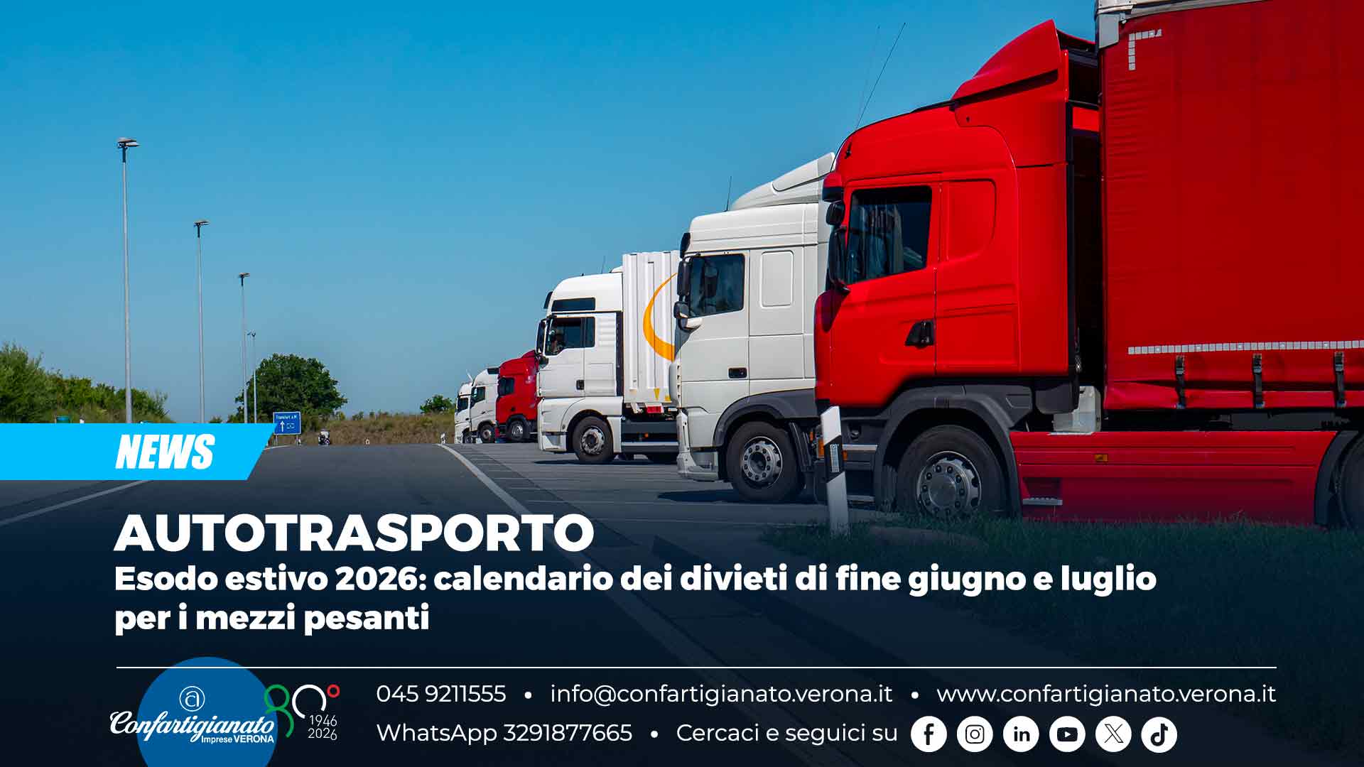 AUTOTRASPORTO – Esodo estivo 2026: calendario dei divieti di fine giugno e luglio per i mezzi pesanti