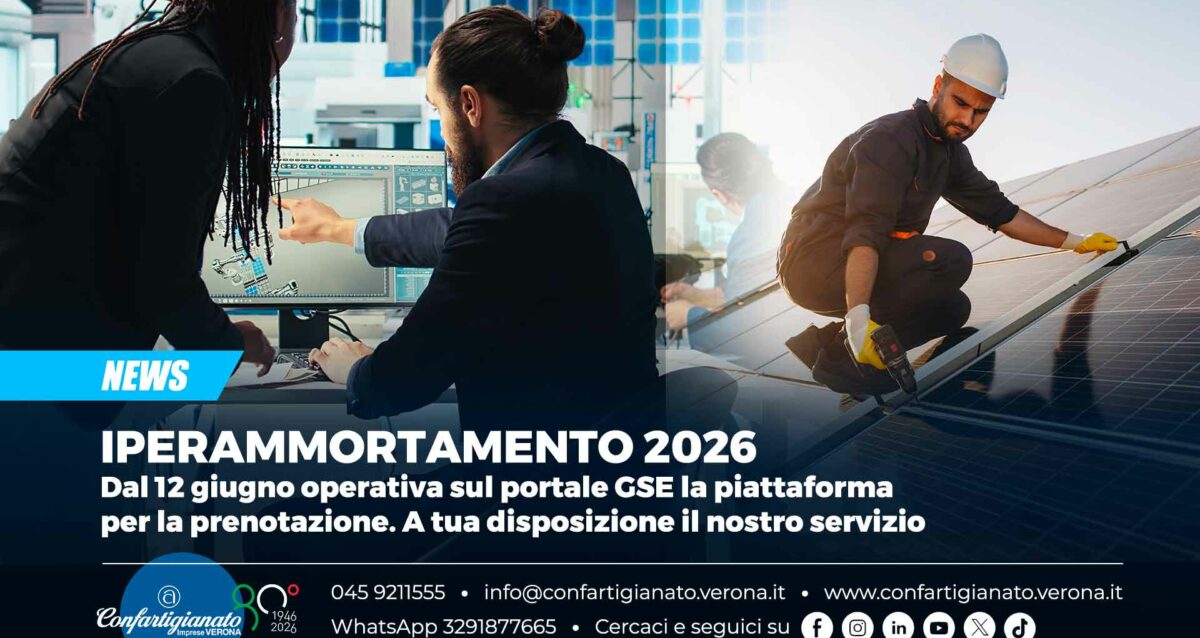 IPERAMMORTAMENTO 2026 – Dal 12 giugno operativa sul portale GSE la piattaforma per la prenotazione. A tua disposizione il nostro servizio