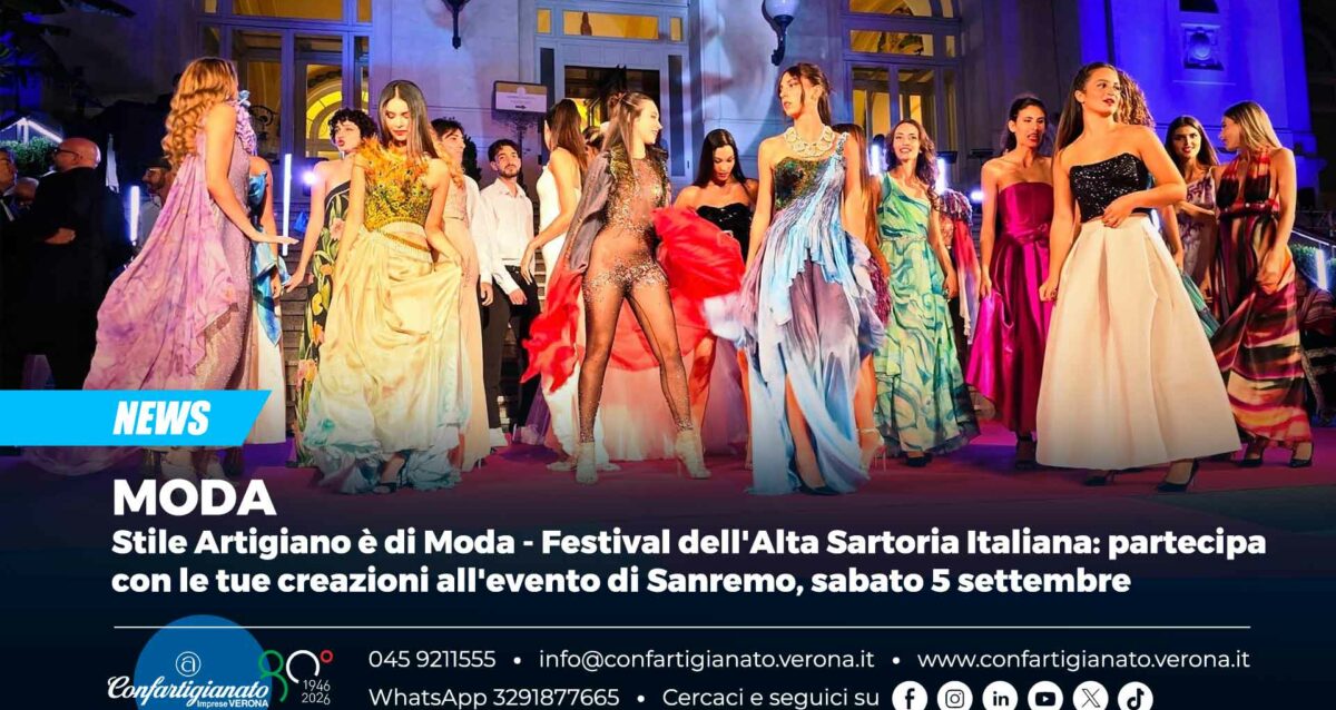 MODA – Stile Artigiano è di Moda - Festival dell'Alta Sartoria Italiana: partecipa con le tue creazioni all'evento di Sanremo, sabato 5 settembre