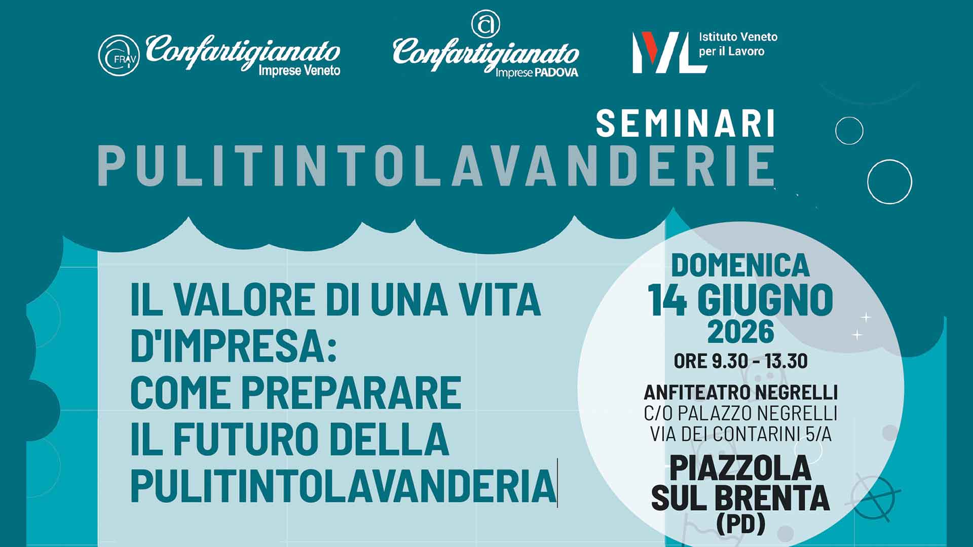 PULITINTOLAVANDERIA – Il valore di una vita d’impresa: come preparare il futuro della pulitintolavanderia. Evento a Padova, domenica 14 giugno