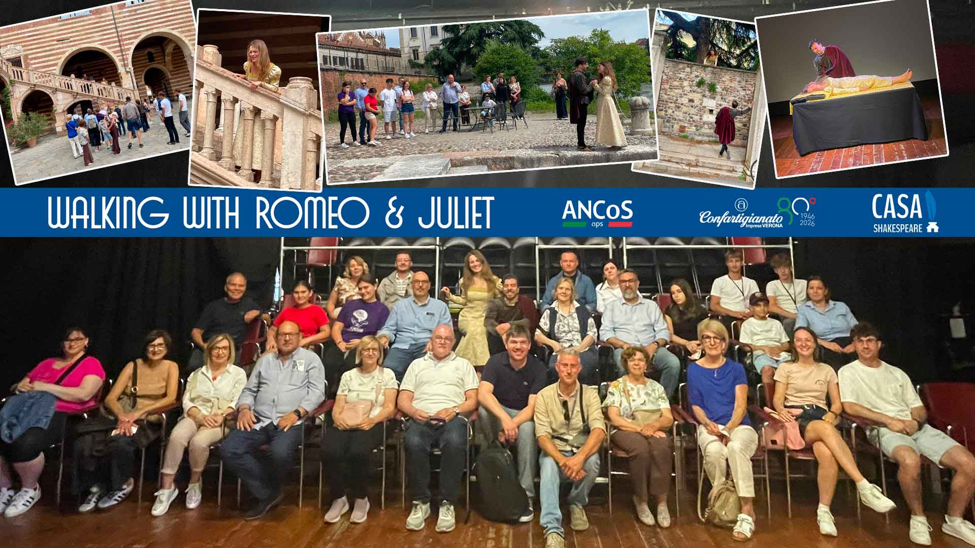 ANCOS APS – Lusinghiero successo per “Walking with Romeo & Juliet”, passeggiata teatrale tra i luoghi della città