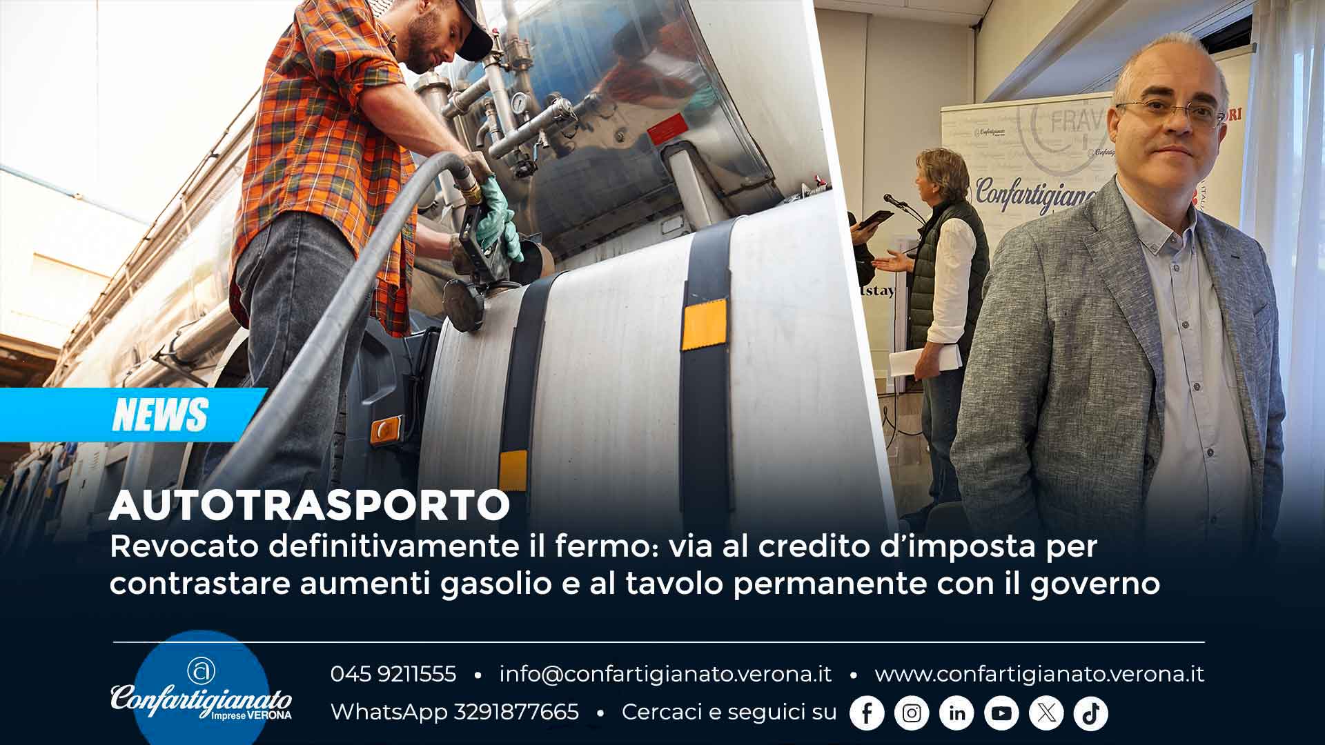 AUTOTRASPORTO – Revocato definitivamente il fermo: via al credito d’imposta per contrastare aumenti gasolio e al tavolo permanente con il governo