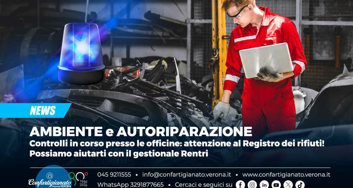 AMBIENTE e AUTORIPARAZIONE – Controlli in corso presso le officine: attenzione al Registro dei rifiuti! Possiamo aiutarti con il gestionale Rentri