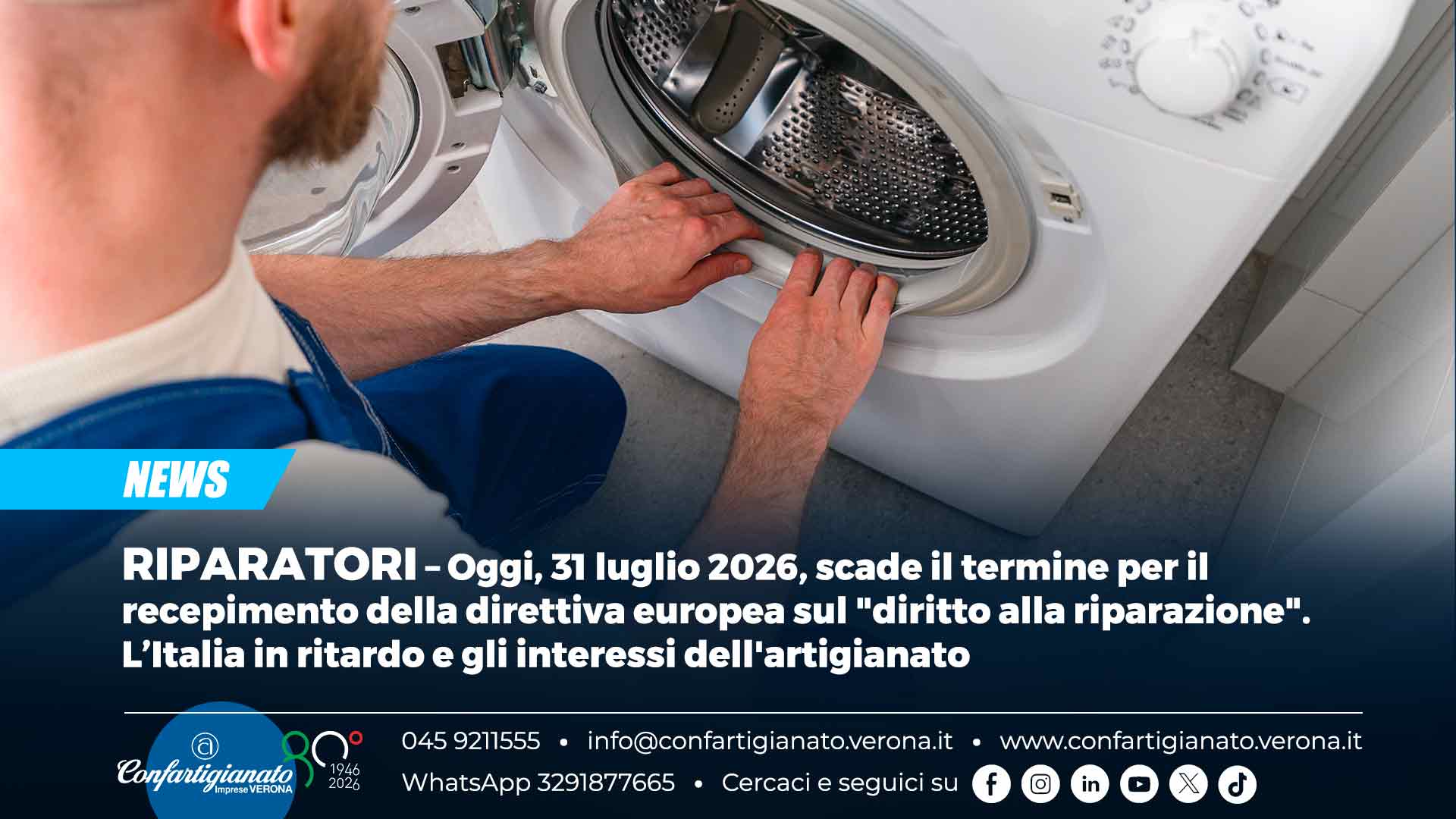 RIPARATORI – Oggi, 31 luglio 2026, scade il termine per il recepimento della direttiva europea sul "diritto alla riparazione". Italia in ritardo e interessi dell'artigianato