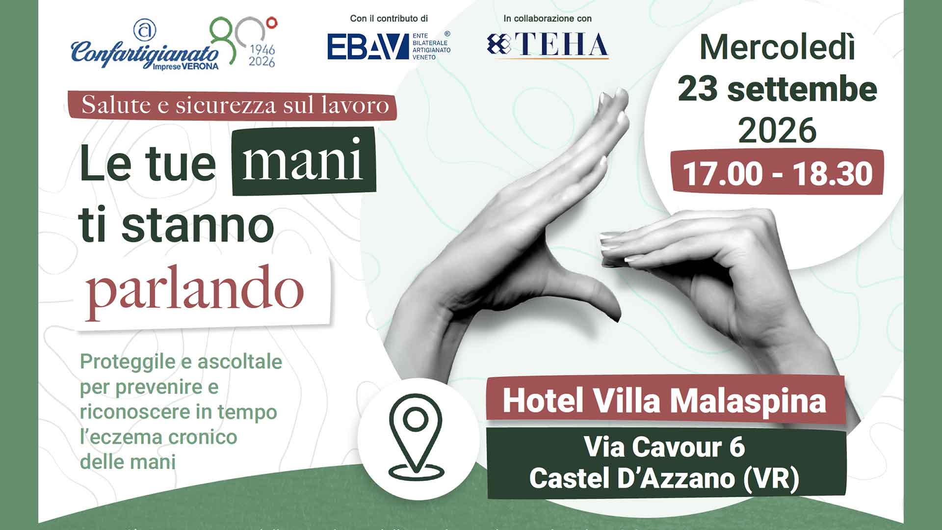 SALUTE SUL LAVORO – Incontro informativo per prevenire e riconoscere in tempo l’eczema cronico delle mani, per imprese Settore Casa/Costruzioni e Benessere