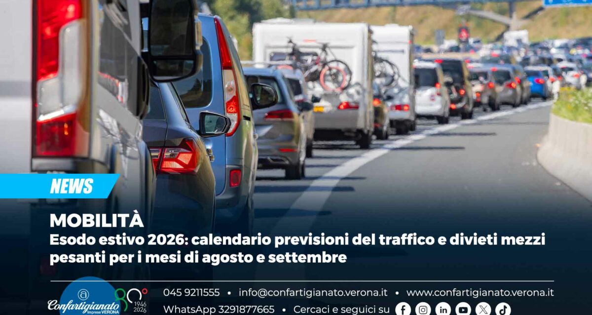 MOBILITÀ – Esodo estivo 2026: calendario previsioni del traffico e divieti mezzi pesanti per i mesi di agosto e settembre