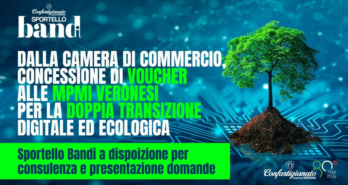 SPORTELLO BANDI – Concessione di voucher alle MPMI per la doppia transizione, digitale ed ecologica 2026. Il nostro servizio presentazione domande