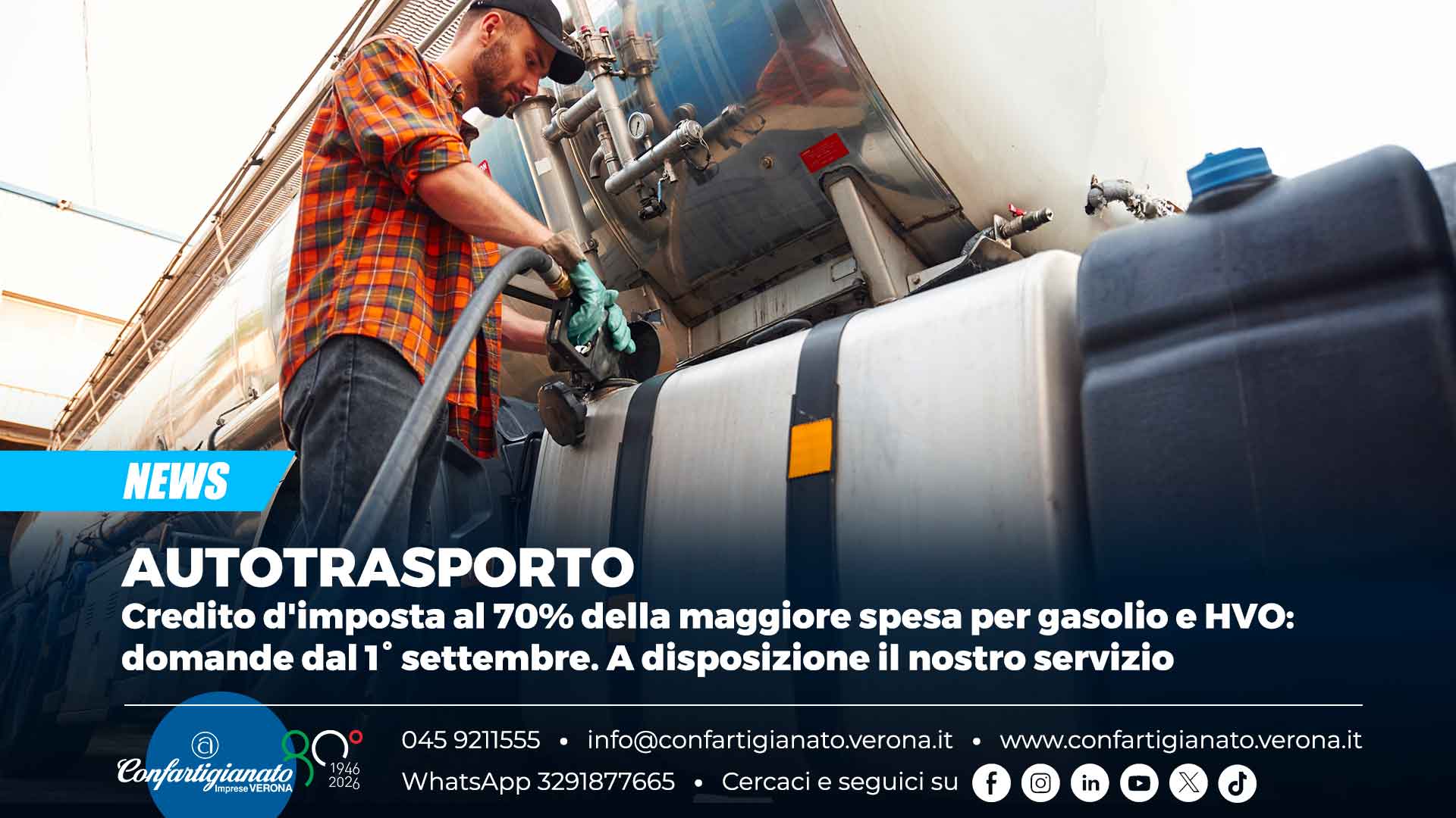 AUTOTRASPORTO – Credito d'imposta al 70% della maggiore spesa per gasolio e HVO: domande dal 1° settembre. A disposizione il nostro servizio