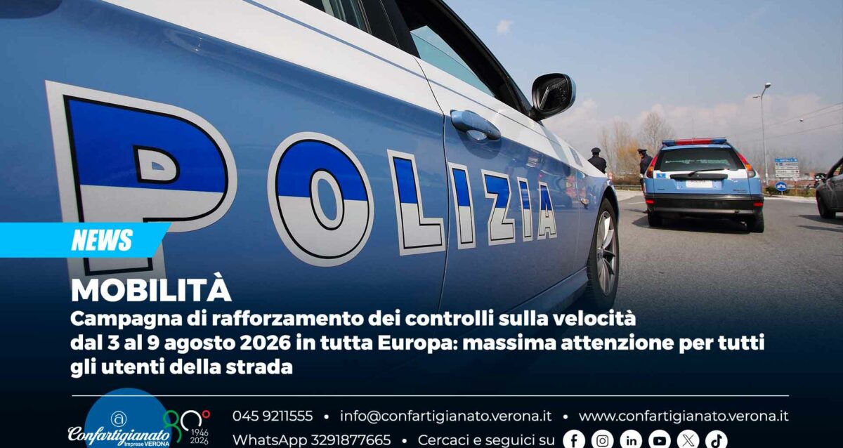MOBILITÀ – Campagna di rafforzamento dei controlli sulla velocità dal 3 al 9 agosto 2026 in tutta Europa: massima attenzione per tutti gli utenti della strada