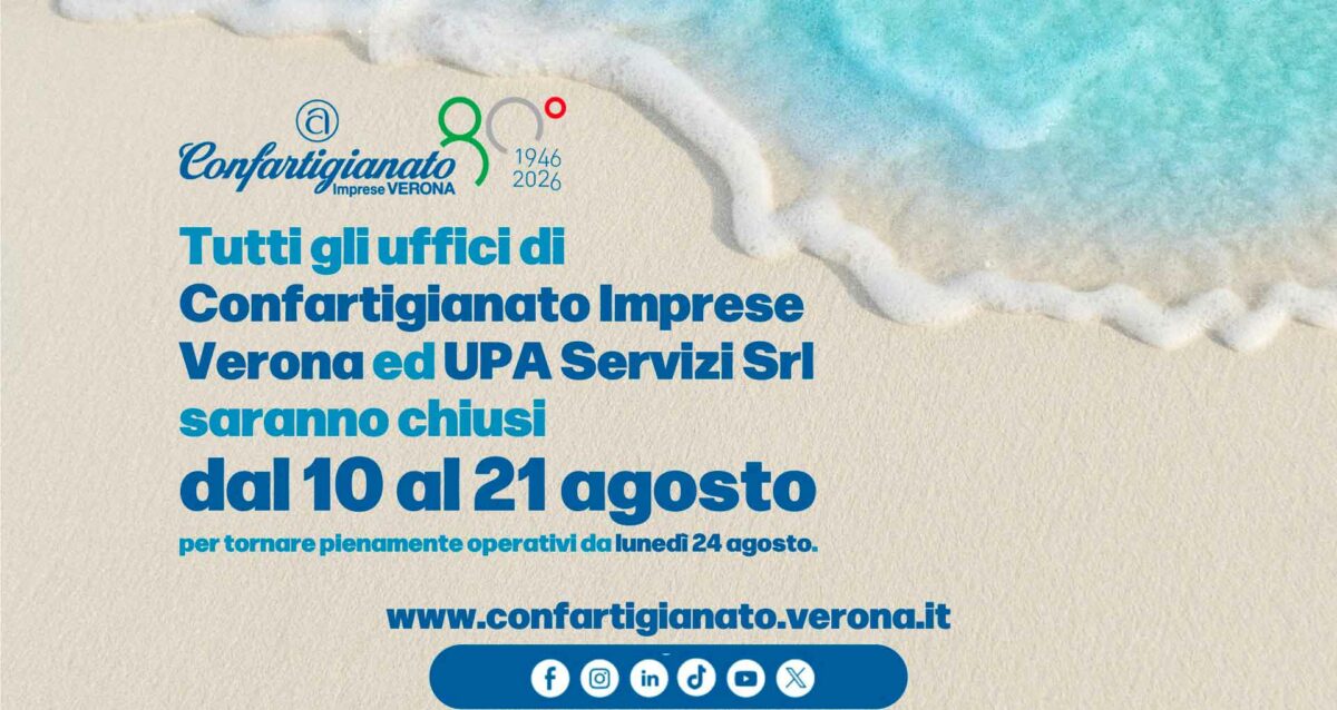 Estate 2026 - Chiusura uffici dal 10 al 21 agosto