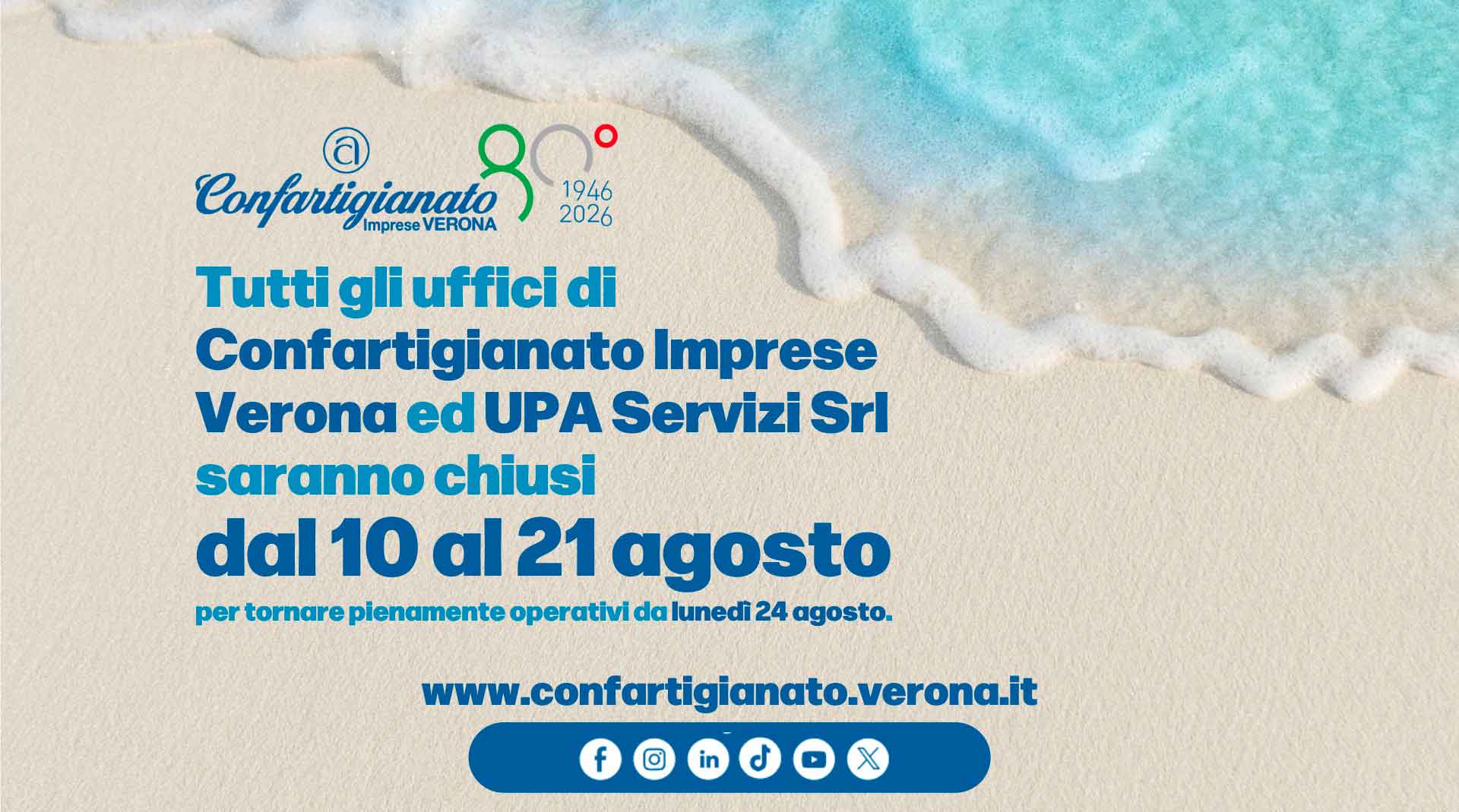 Estate 2026 - Chiusura uffici dal 10 al 21 agosto