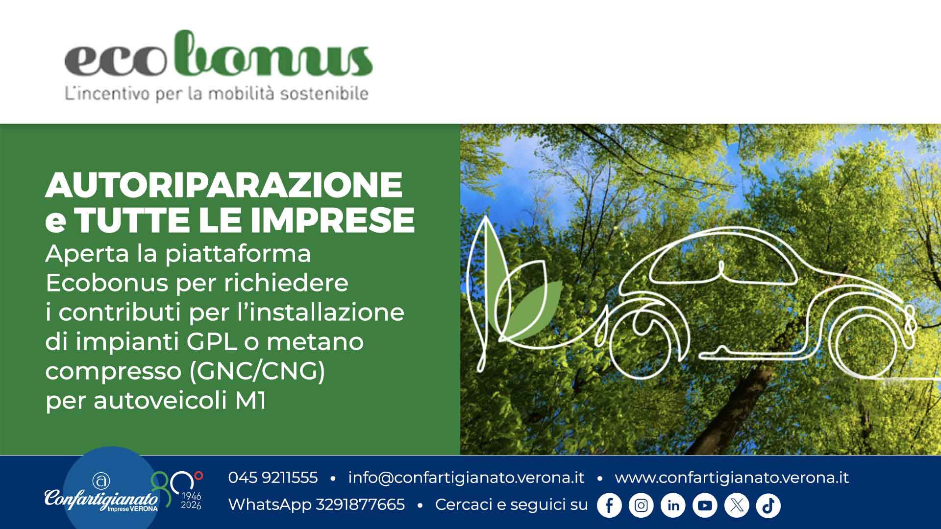 AUTORIPARAZIONE e TUTTE LE IMPRESE – Aperta piattaforma Ecobonus per contributi installazione impianti GPL o metano compresso (GNC/CNG) per autoveicoli M1