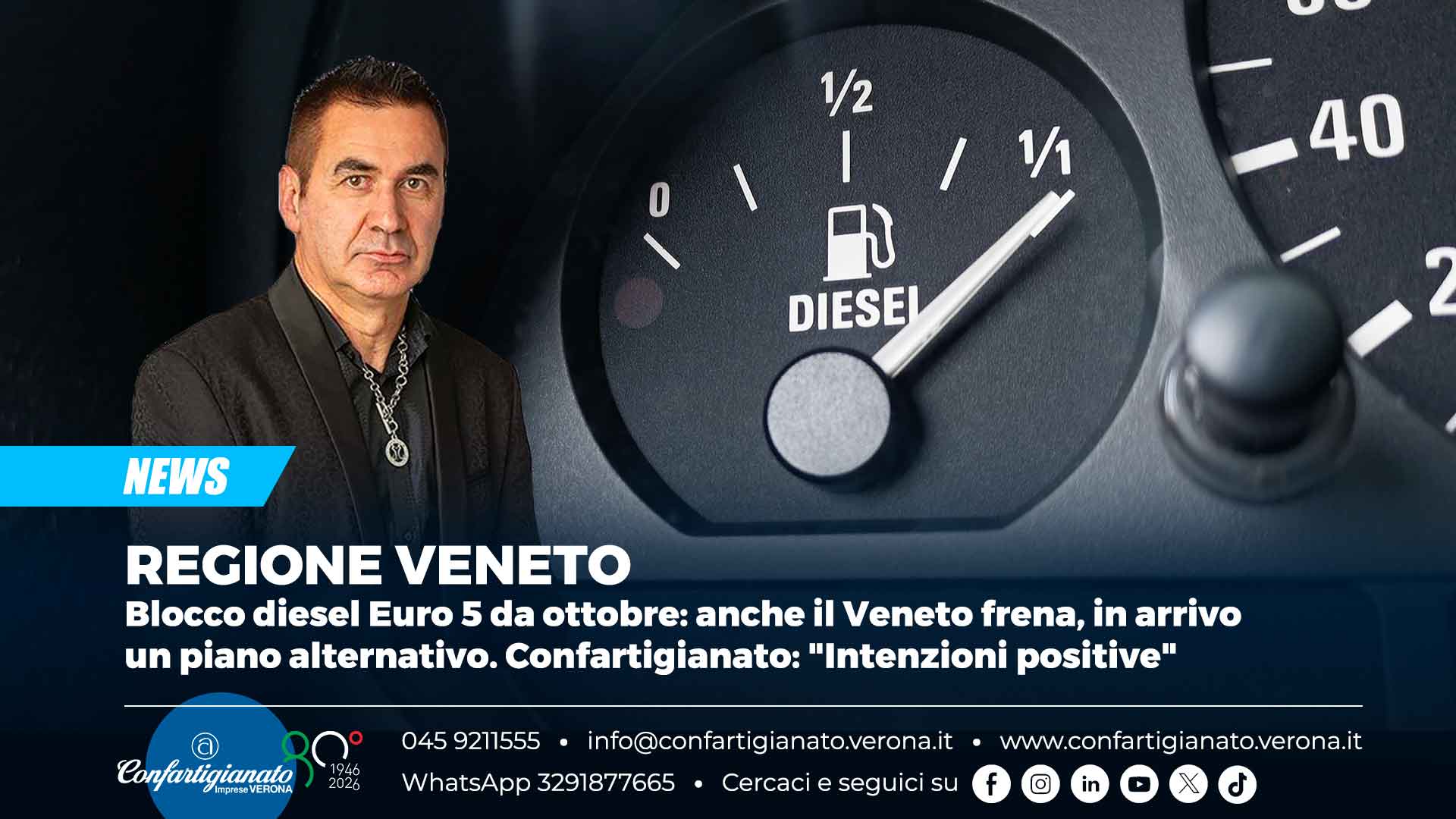 REGIONE VENETO – Blocco diesel Euro 5 da ottobre: anche il Veneto frena, in arrivo un piano alternativo. Confartigianato: "Intenzioni positive"
