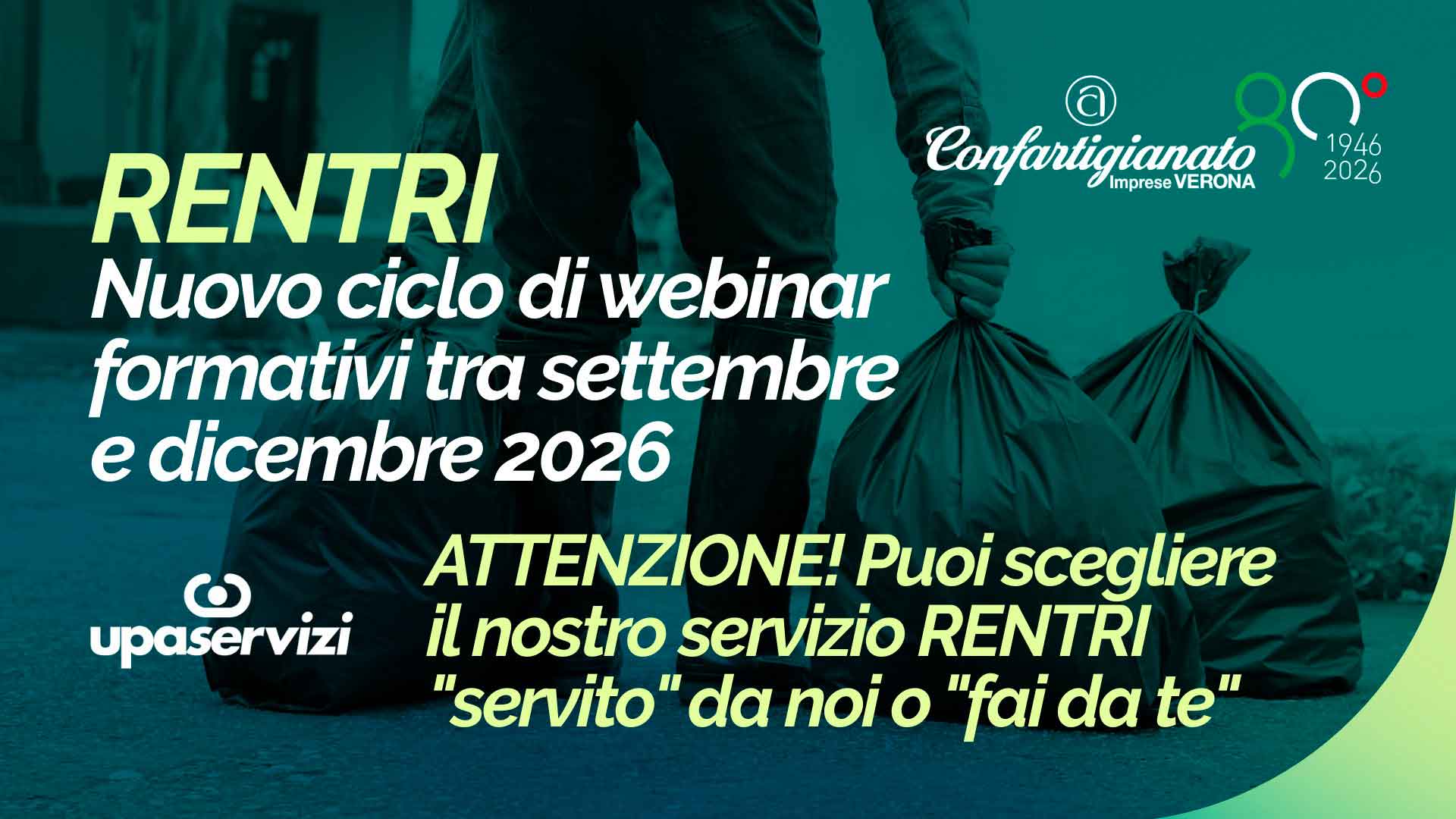 RENTRI – Nuovo ciclo di webinar formativi tra settembre e dicembre 2026. ATTENZIONE! Puoi scegliere il nostro servizio RENTRI "servito" da noi o "fai da te"