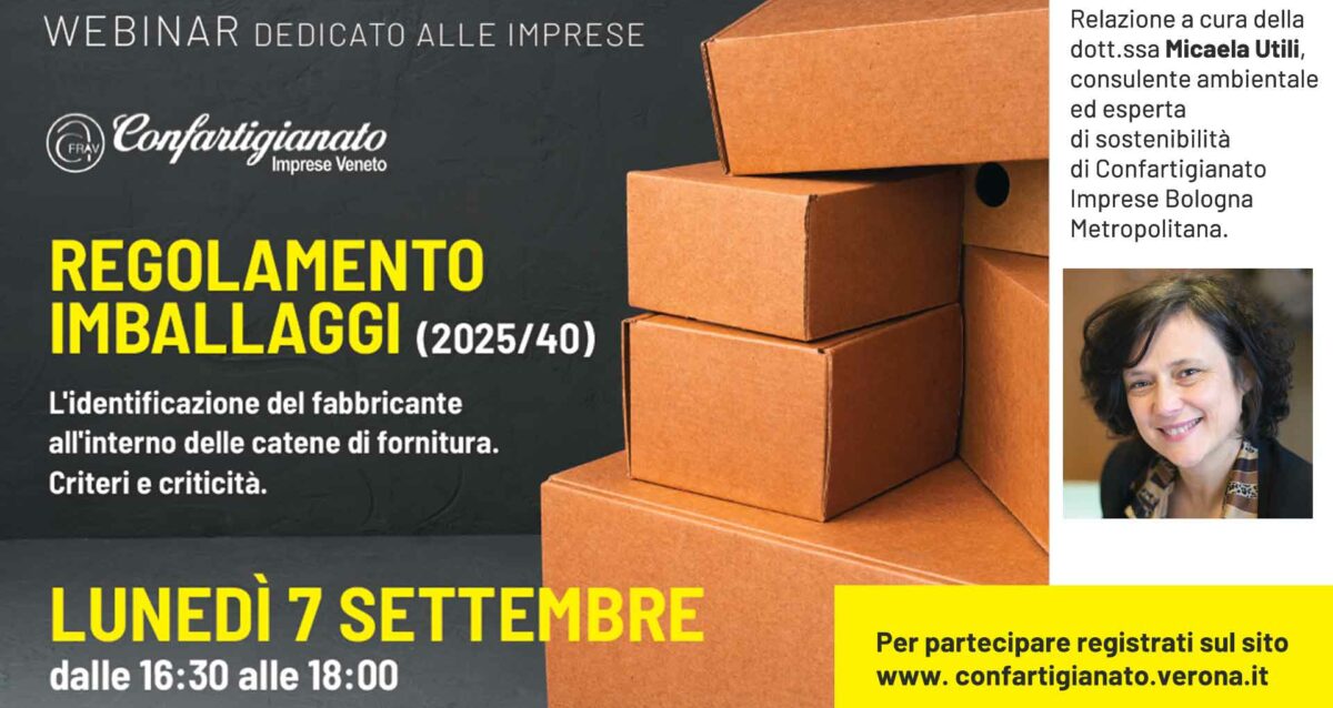 AMBIENTE – Il 7 settembre, un webinar per approfondire la "rivoluzione" del nuovo Regolamento Imballaggi UE 2025/40 (PPWR). Registrati per partecipare