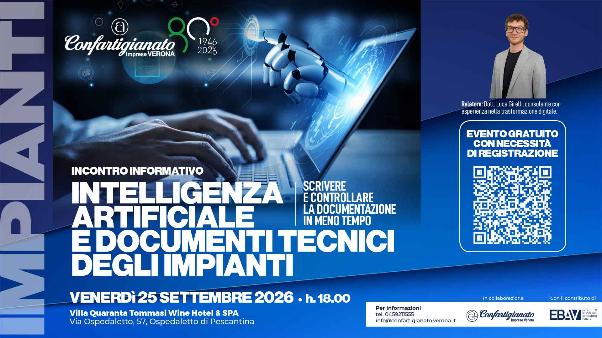 IMPIANTI – Intelligenza Artificiale e Documenti Tecnici degli Impianti: scrivere e controllare la documentazione in meno tempo. Incontro informativo il 25 settembre a Villa Quaranta