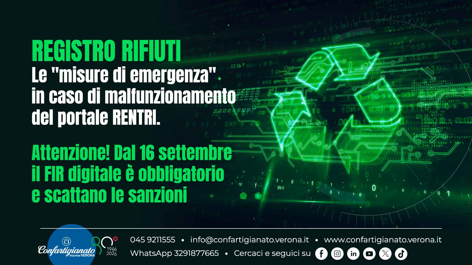 AMBIENTE – Le "misure di emergenza" in caso di malfunzionamento del portale RENTRI. Attenzione! Dal 16 settembre il FIR digitale è obbligatorio e scattano le sanzioni