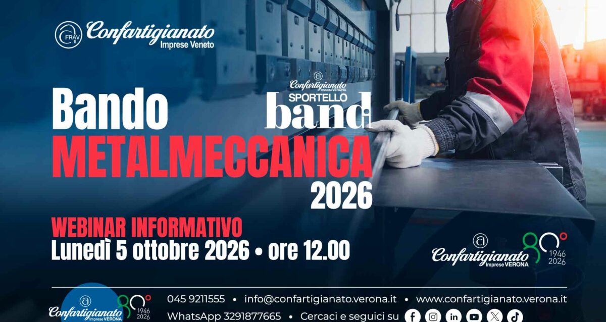 METALMECCANICA – Bando Metalmeccanica 2026: il 5 ottobre, un webinar per presentare i contributi a fondo perduto per la sicurezza dei lavoratori