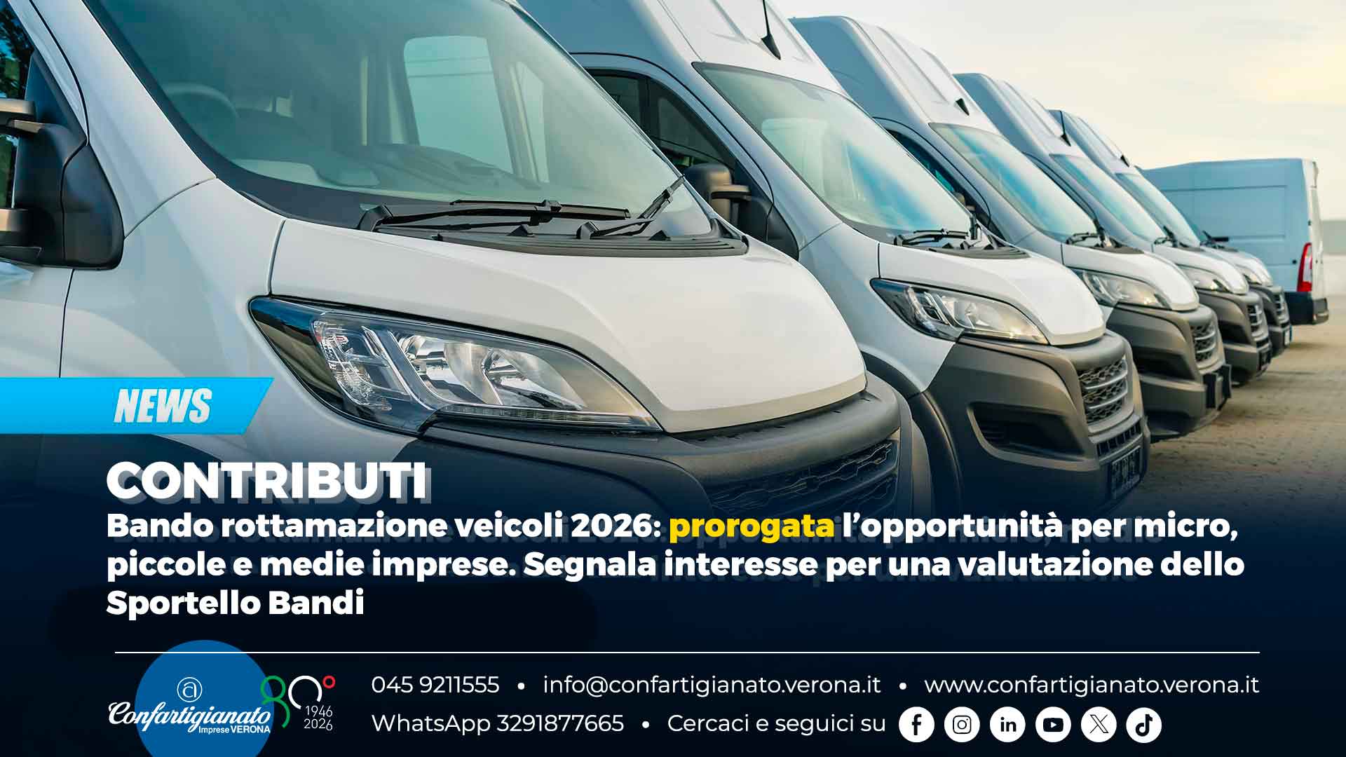 CONTRIBUTI – Bando rottamazione veicoli 2026: prorogata l'opportunità per micro, piccole e medie imprese. Segnala interesse per valutazione Sportello Bandi