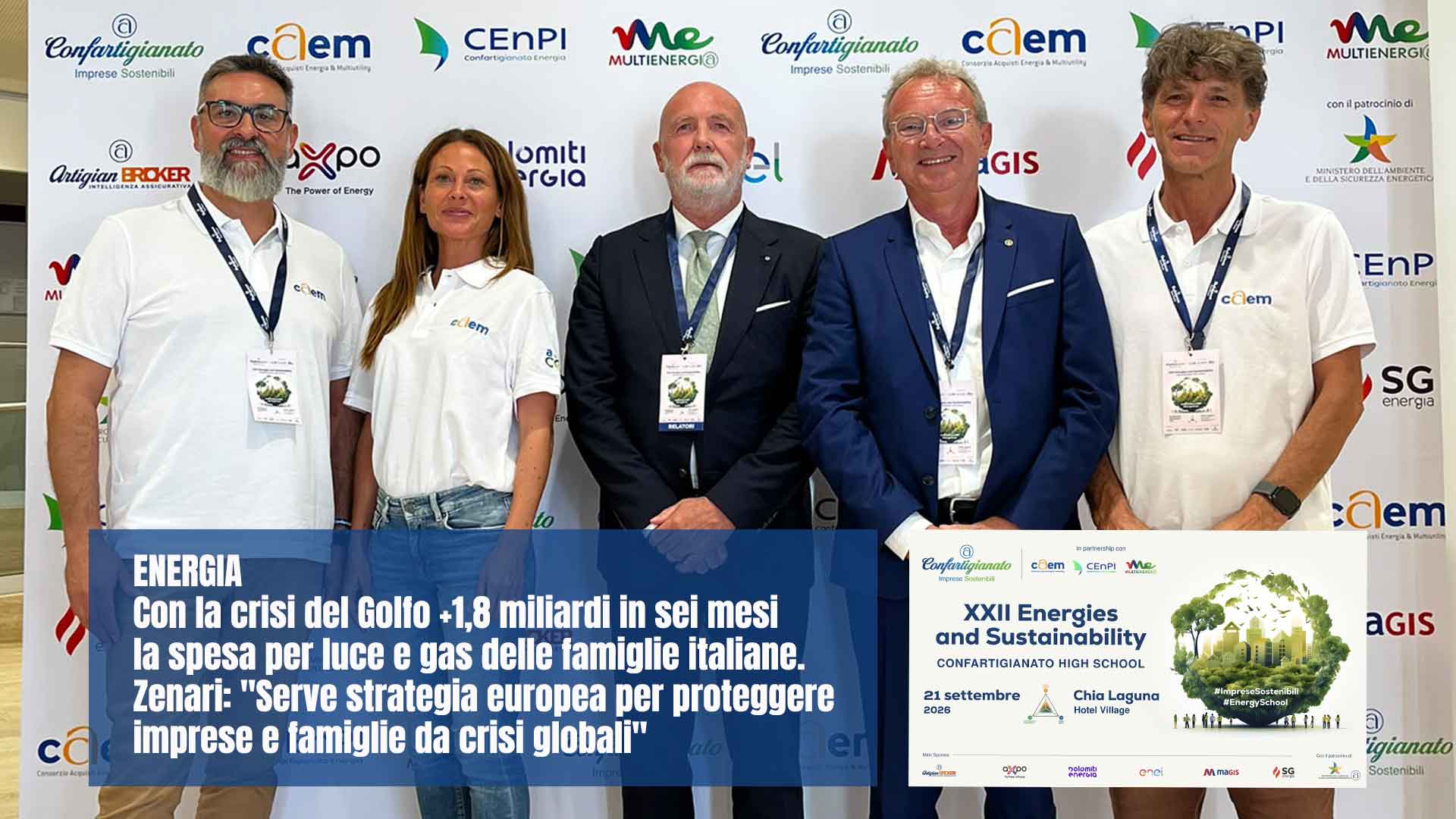 ENERGIA – Con la crisi del Golfo +1,8 miliardi in sei mesi la spesa per luce e gas delle famiglie italiane. Zenari: "Serve strategia europea per proteggere imprese e famiglie da crisi globali"