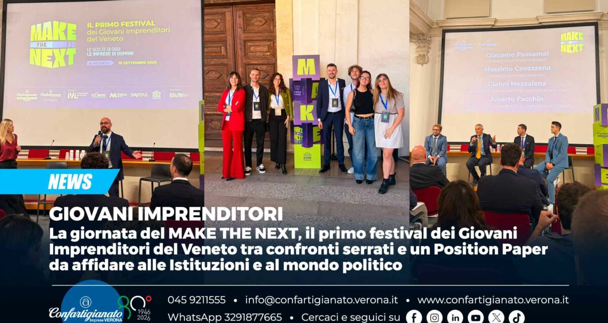 GIOVANI IMPRENDITORI – La giornata al MAKE THE NEXT, primo festival dei Giovani Imprenditori, tra confronti serrati e un Position Paper per istituzioni e politica