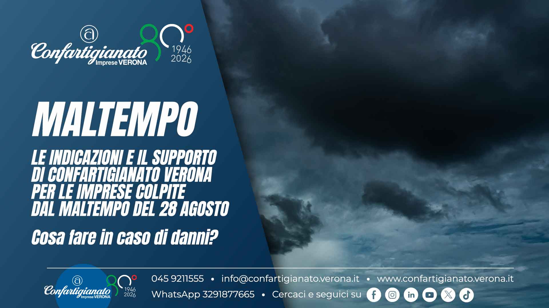 MALTEMPO – Le indicazioni e il supporto di Confartigianato Verona per le imprese colpite dal maltempo del 28 agosto