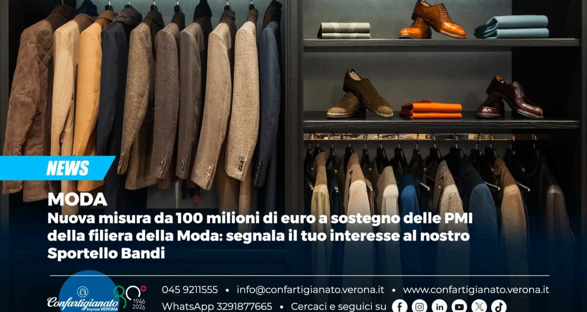 MODA – Nuova misura da 100 milioni di euro a sostegno delle PMI della filiera della Moda: segnala il tuo interesse al nostro Sportello Bandi