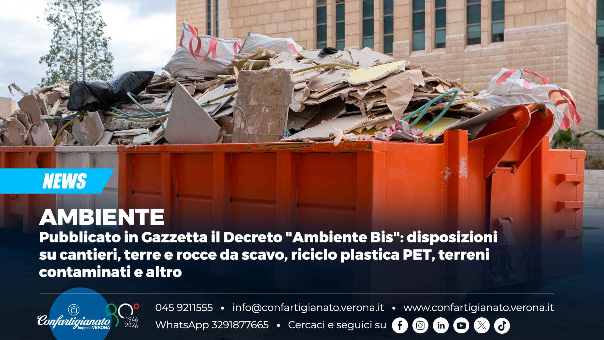 AMBIENTE – Pubblicato in Gazzetta il Decreto "Ambiente Bis": disposizioni su cantieri, terre e rocce da scavo, riciclo plastica PET, terreni contaminati e altro