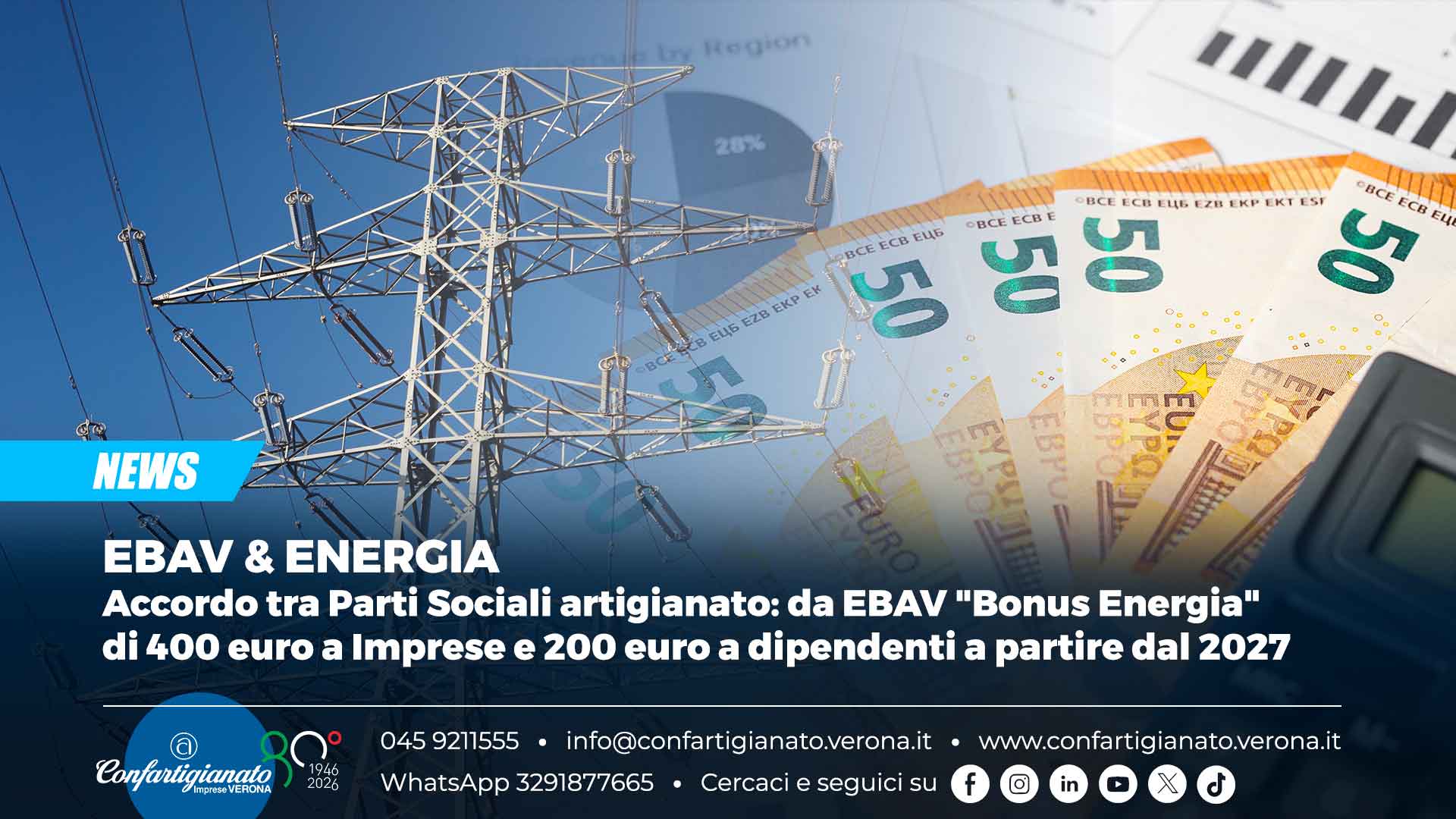 EBAV – Accordo tra Parti Sociali artigianato: da EBAV "Bonus Energia" di 400 euro a Imprese e 200 euro a dipendenti a partire dal 2027