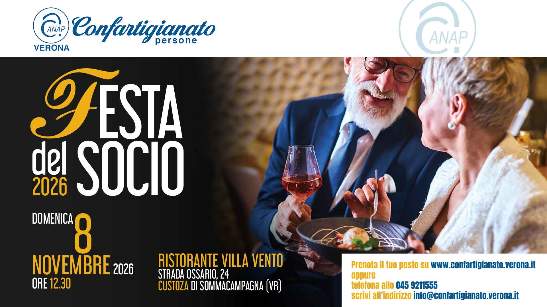 ANAP - ANAP – Domenica 8 novembre, a Villa Vento di Custoza, torna la “Festa del Socio ANAP 2026”. Iscriviti per partecipare