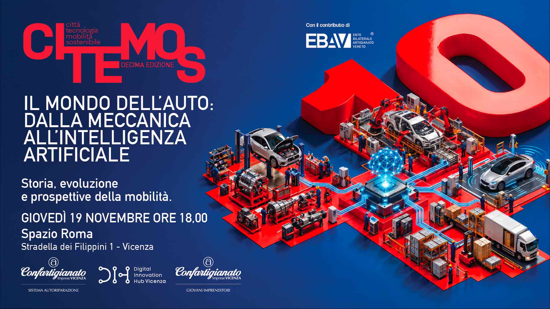 AUTORIPARAZIONE – Festival CITEMOS: convegno “Il Mondo dell’Auto: dalla Meccanica all’Intelligenza Artificiale”, il 19 novembre a Vicenza