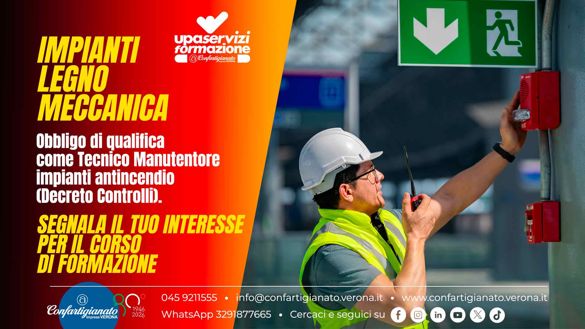 IMPIANTI • LEGNO • MECCANICA – Obbligo di qualifica come Tecnico Manutentore impianti antincendio (Decreto Controlli): segnala il tuo interesse per il corso di formazione