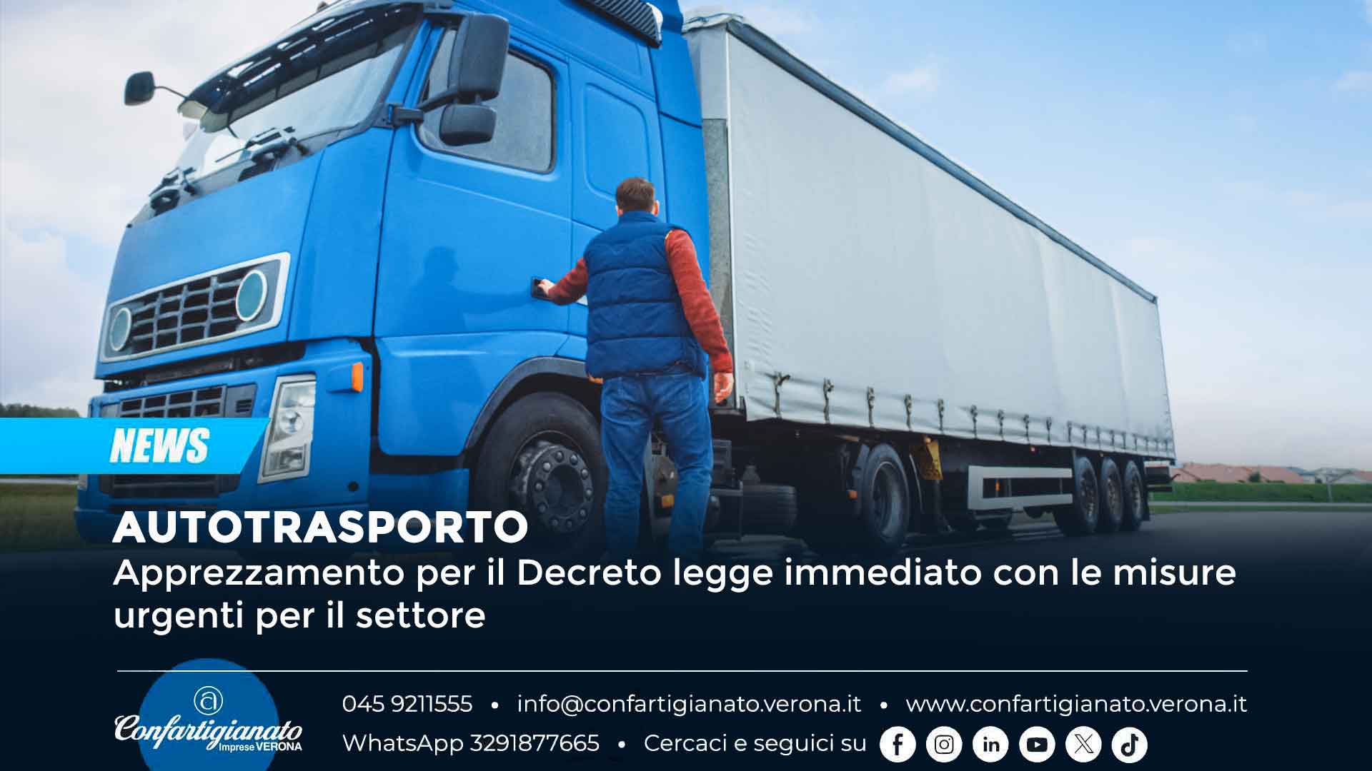 AUTOTRASPORTO – Apprezzamento per il Decreto legge immediato con le misure urgenti per il settore