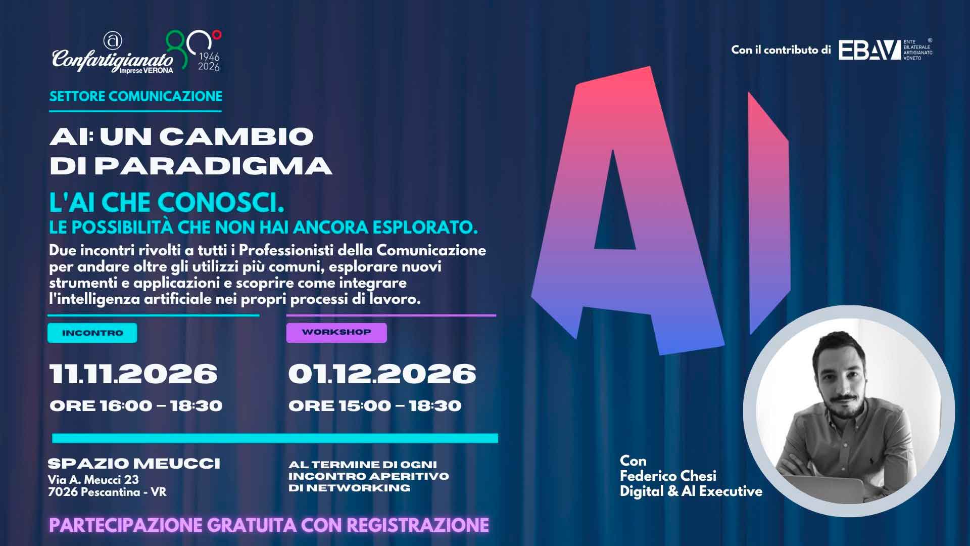 COMUNICAZIONE – AI: un cambio di paradigma per i professionisti di marketing e comunicazione. Due seminari informativi e pratici: 11 novembre e 1 dicembre. Iscriviti